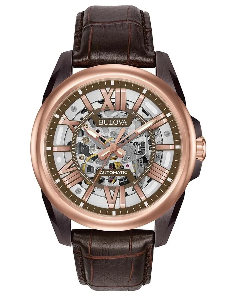 BULOVA Automatik Herrenuhr Braun 98A165 Braun