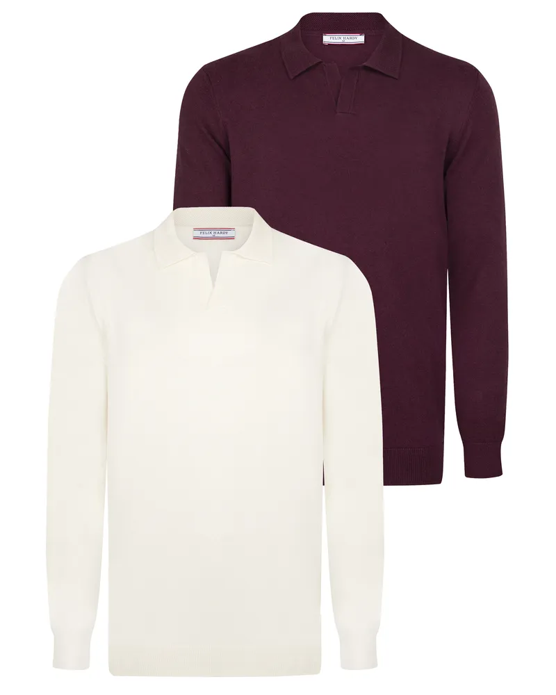 Felix Hardy Pullover Pullover Mit Polo-Kragen 2Er-Pack Bordeaux