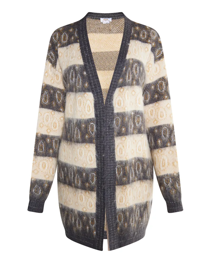 Usha Strickcardigan Damen Anthrazit Beige Mehrfarbig Grau