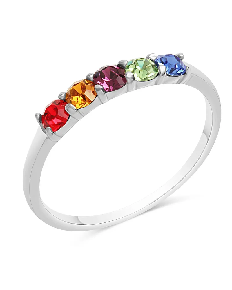 ZEEme Silberring 925 rhodiniert mit bunten Kristallen - Silber Silber