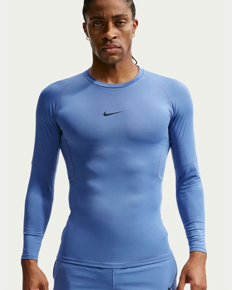 Nike Pro Core" T-Shirt für Herren, Langärmlig (Indigoblau Lila