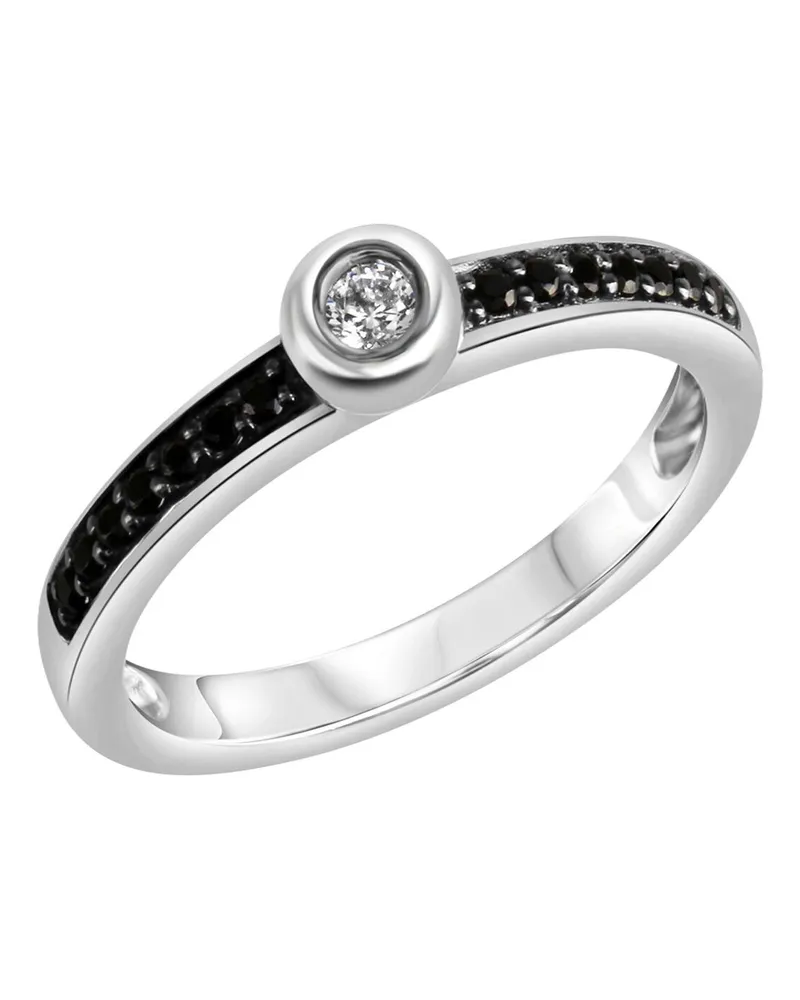 Celesta Silber Ring 925 Silber rhodiniert mit Zirkonia weiß und schwarz Silber
