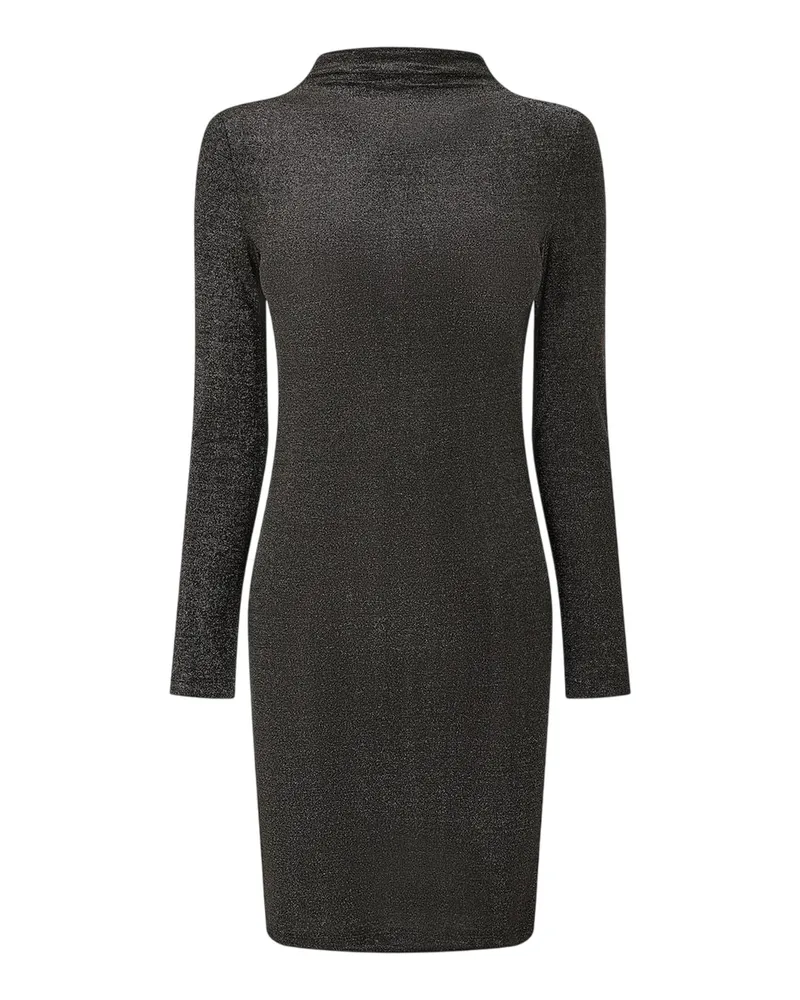 Pieces Bodycon Kleid für Damen, Hoher Kragen, Jerseyware (Schwarz Schwarz