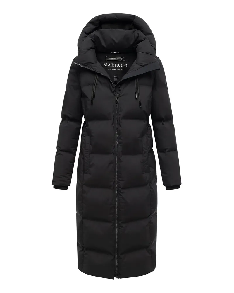 Marikoo Damen Winter Steppmantel Tikoraa mit abnehmbarer Kapuze Schwarz