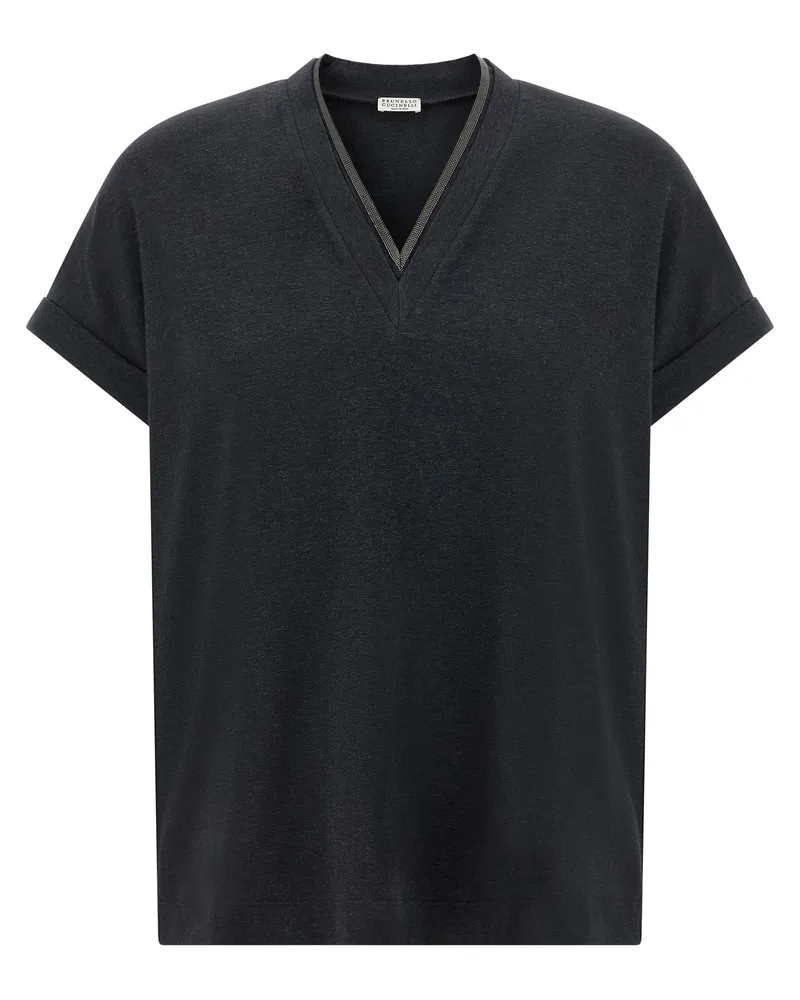 Brunello Cucinelli Graues Baumwoll-T-Shirt Grau