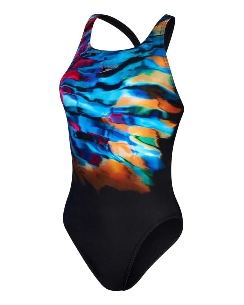 Speedo Placement Digital" Badeanzug für Damen (Schwarz/Bunt Schwarz