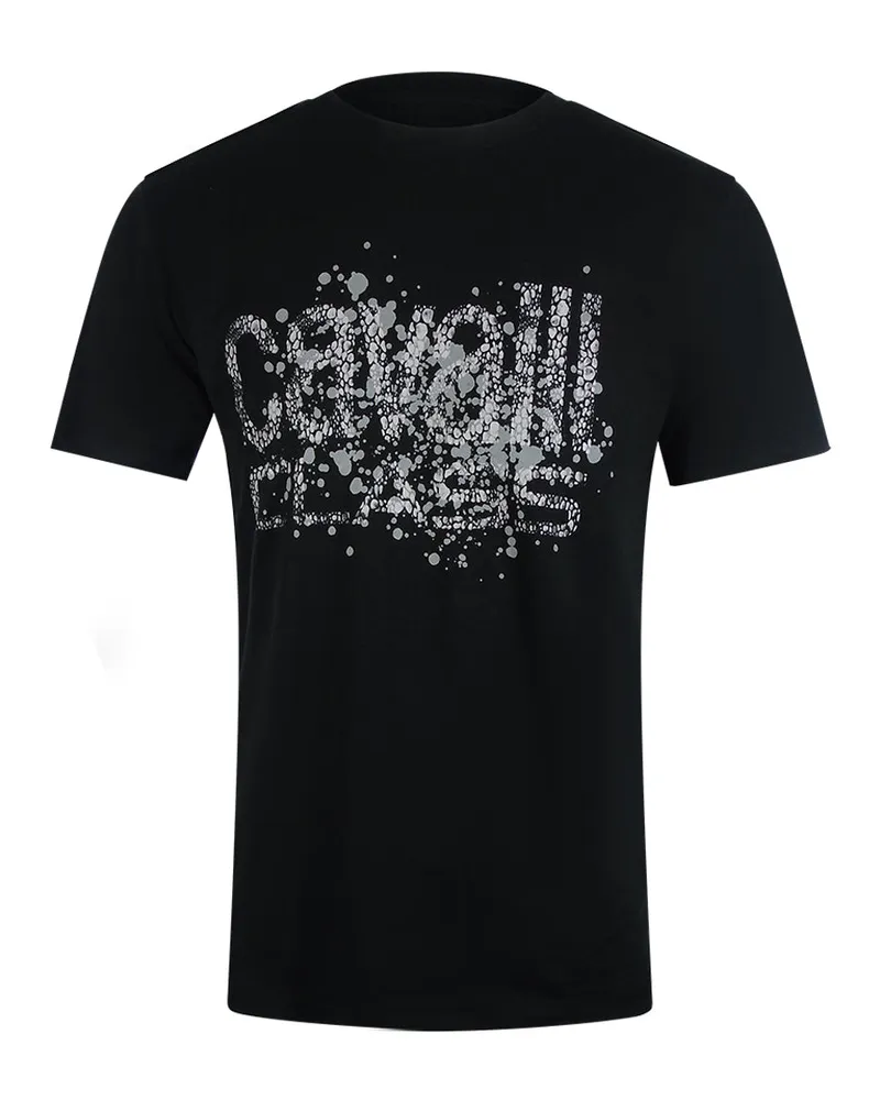 Roberto Cavalli Schwarzes T-shirt Mit Gesprühtem Logo Schwarz