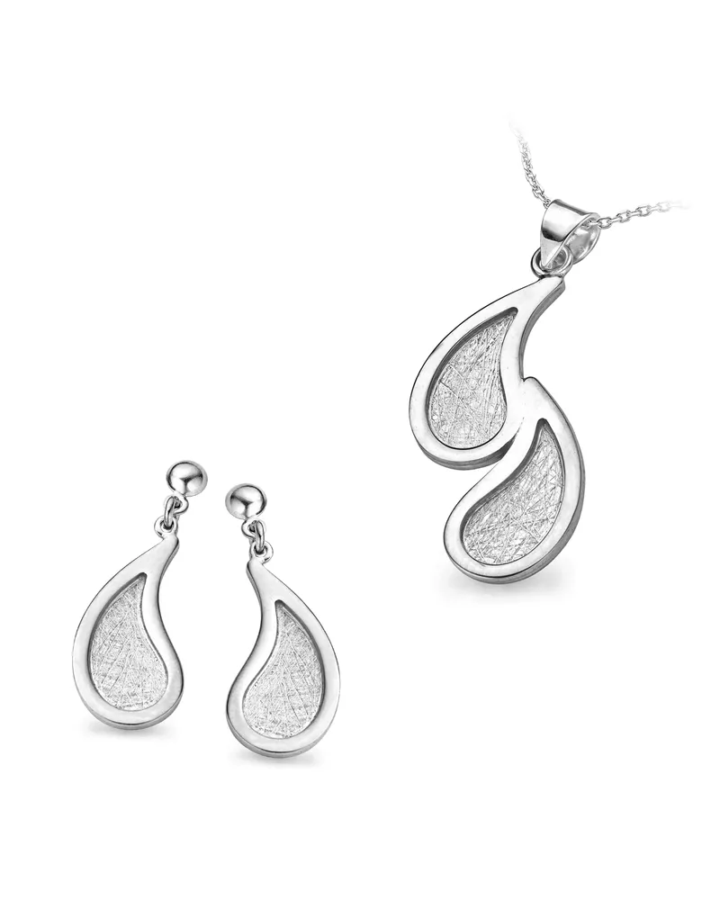 Orphelia Damen 925 Sterling Silber Set: Kettenanhänger + Ohrringe - Silber SET-5060 Silber