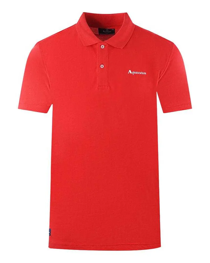 Aquascutum Unisex Erwachsene Unifarbenes Logo Poloshirt (Rot Rot