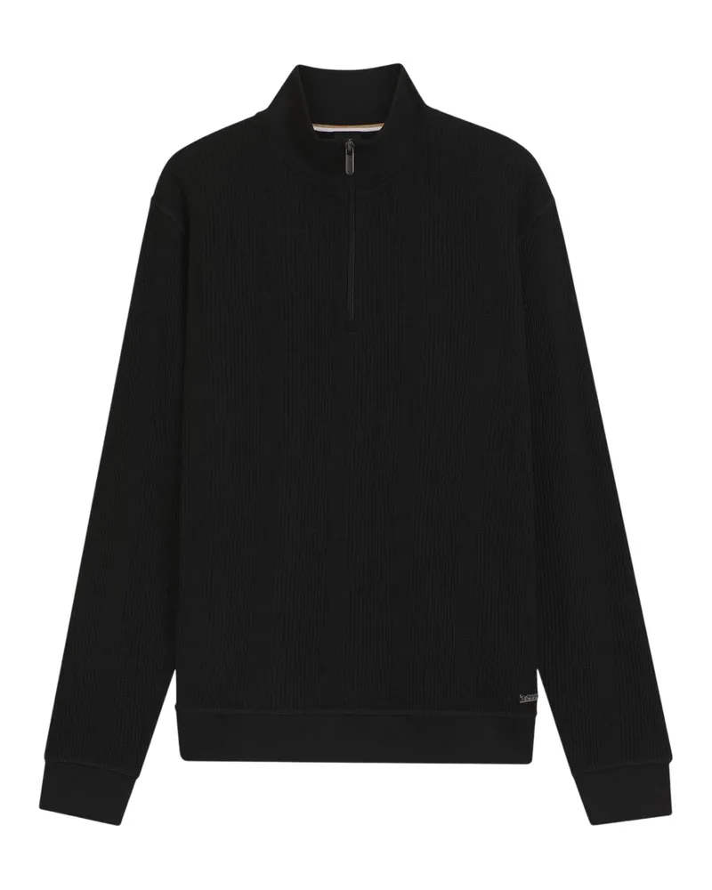 HUGO BOSS Pullover für Herren, mit kurzem Reißverschluss (Schwarz Schwarz