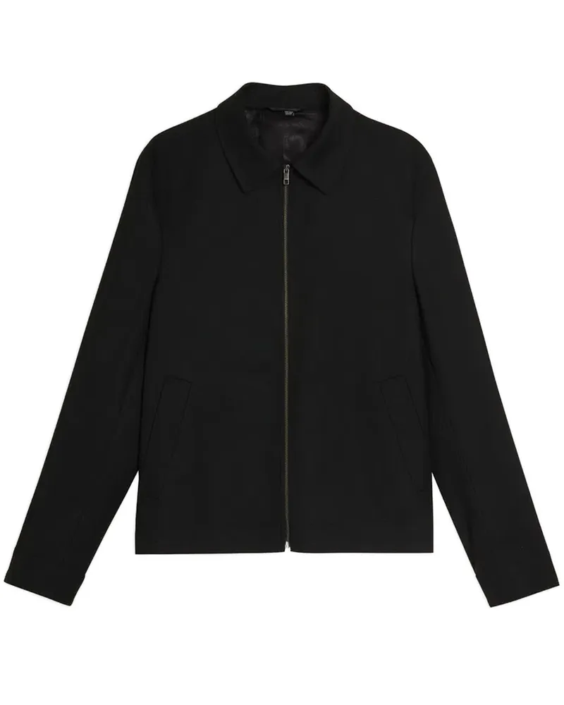 Ted Baker Henry Wollmischung Herren Schwarz Harrington Jacke Schwarz