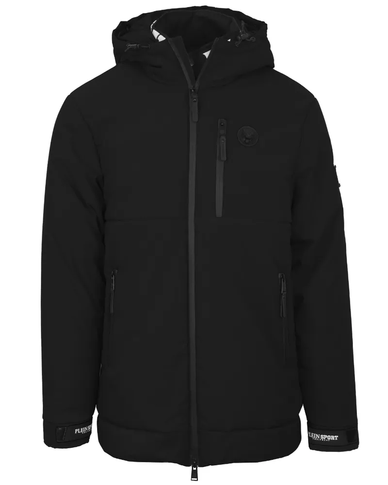 Philipp Plein Gepolsterte Kleine Rundlogo Markierte Schwarze Jacke Schwarz