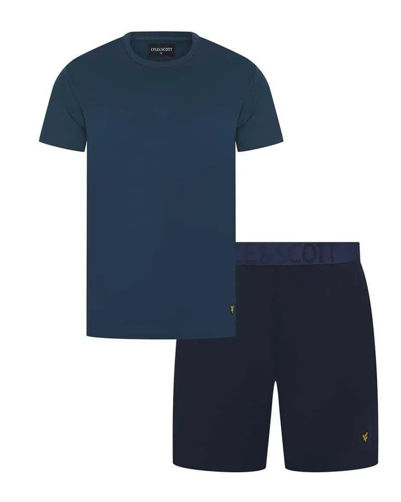 Lyle & Scott Idris" Loungewear Set für Herren, Rundhalsausschnitt, kurzärmlig (Dunkles Jeansblau Blau