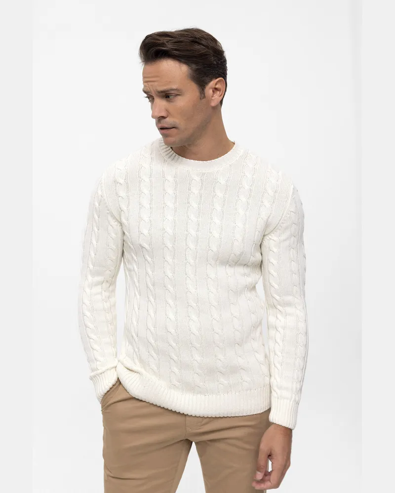 Felix Hardy Pullover Rundhalspullover Ecru