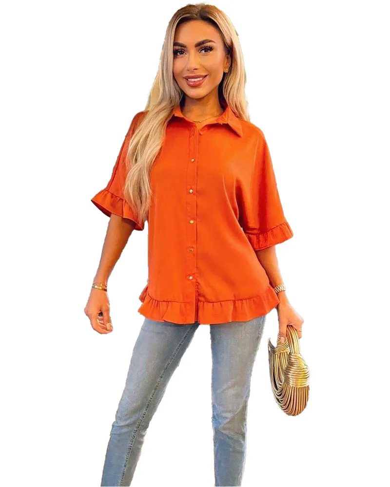 AX Paris Bluse für Damen, Knopf (Orange Orange