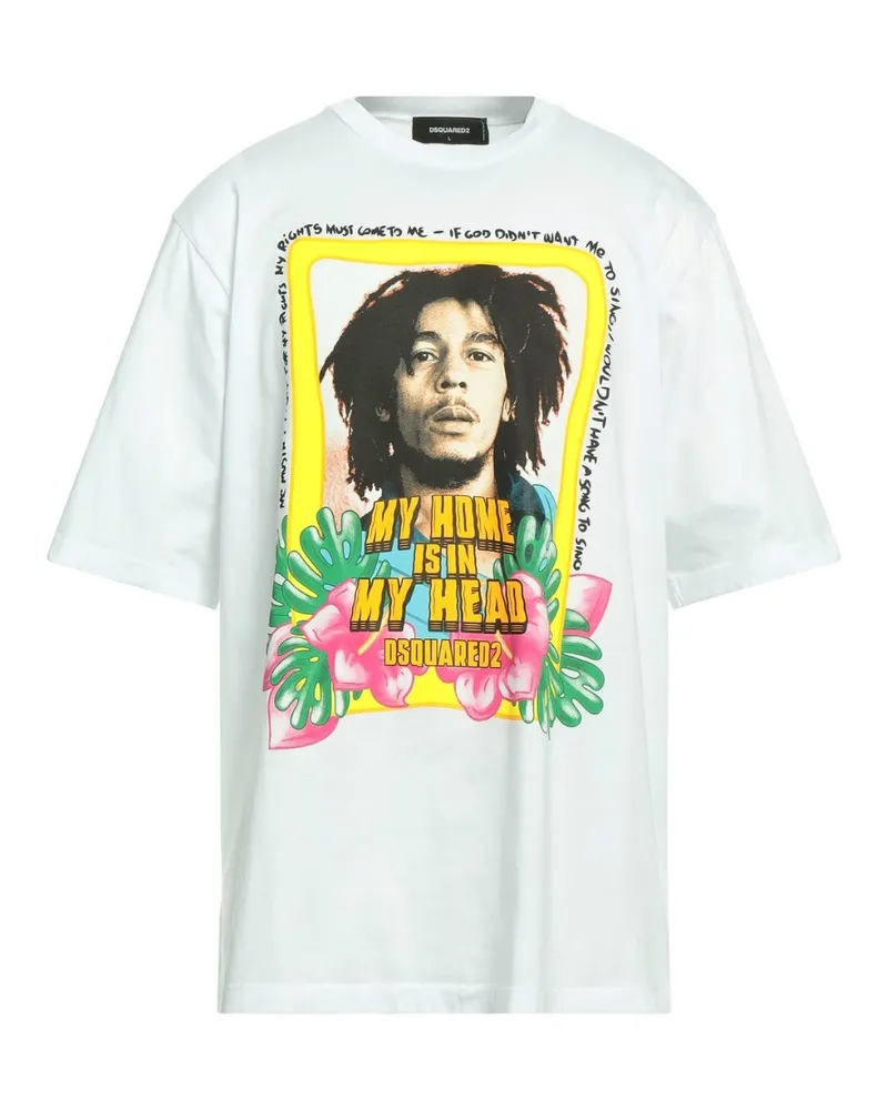 Dsquared2 Skater Fit Home Is In My Head Logo Weißes T-Shirt Weiß