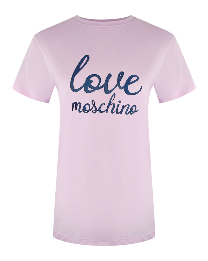 Moschino T-shirt Mit Geschwungenem Logo In Pink Rosa
