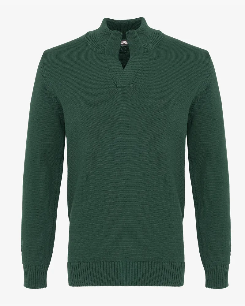 Felix Hardy Pullover Pullover Stehkragen Dunkelgrün