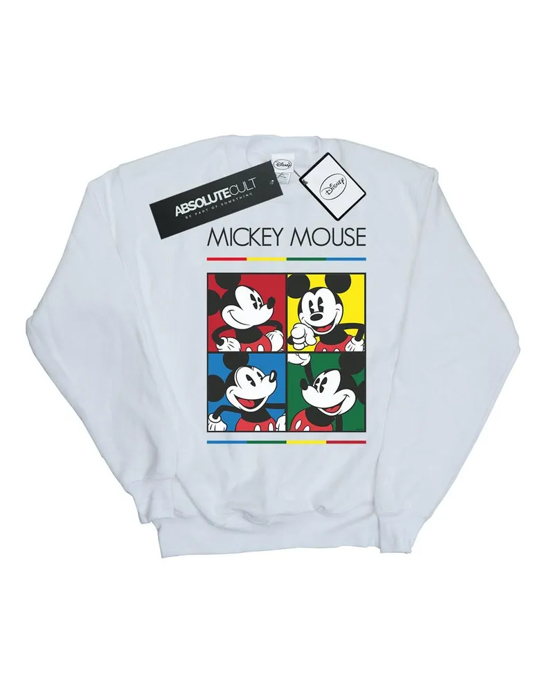Disney Mickey Mouse Square Colour" Sweatshirt für Damen (Weiß Weiß