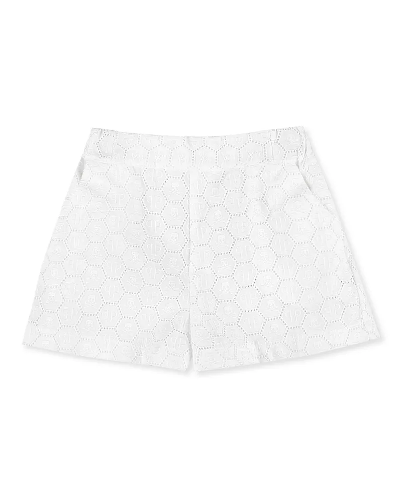 Philipp Plein Jogging-Shorts Monogram Weiß