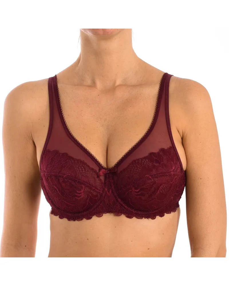 DIM Großzügiger Bügel-BH 008H4 für Damen mit Mikro-Tüll-Detail Dunkelrot