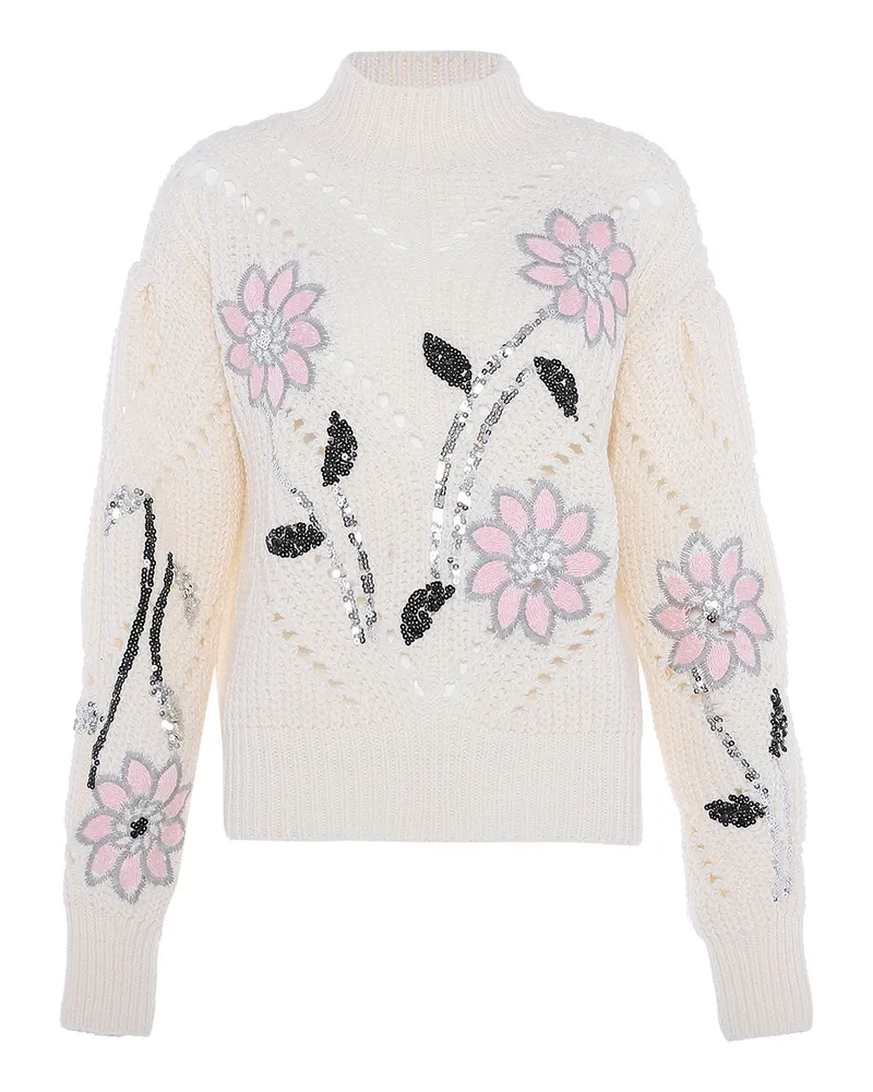 FAINA Pullover Damen Wollweiß Wollweiß