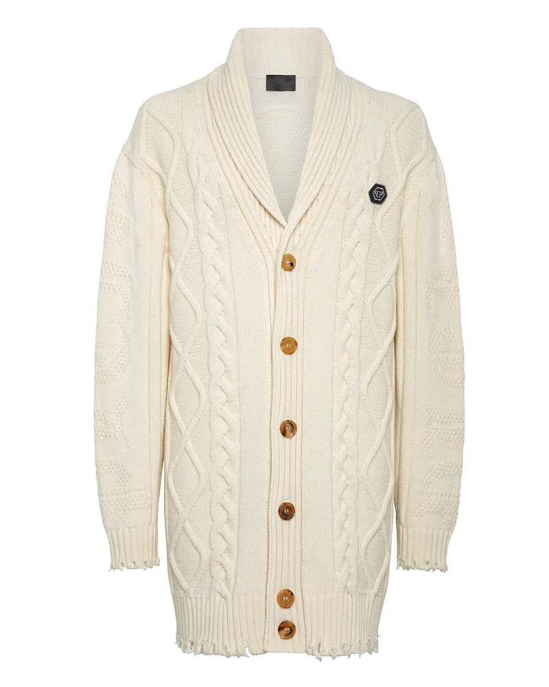 Philipp Plein Strickjacke Skull&Bones Weiß