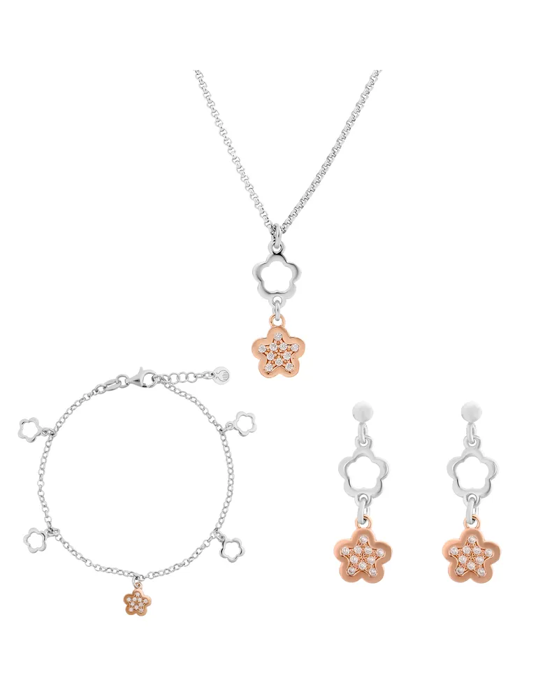 Orphelia Nixie' Damen-Set aus 925er Sterlingsilber: Kette + Armband + Ohrringe – Silber/Rosé SET-7377 Silber
