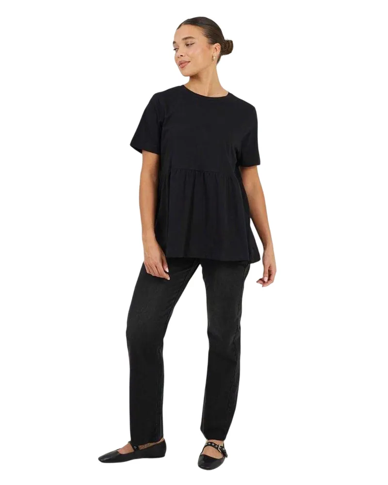 Brave Soul T-Shirt-Kleid für Damen, Kittel Panel (Schwarz Schwarz