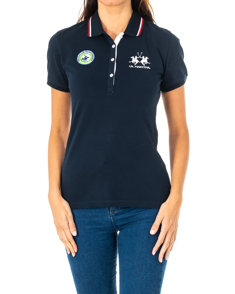 La Martina Kurzärmeliges Damen-Poloshirt mit Reverskragen 2WPH40 Blau