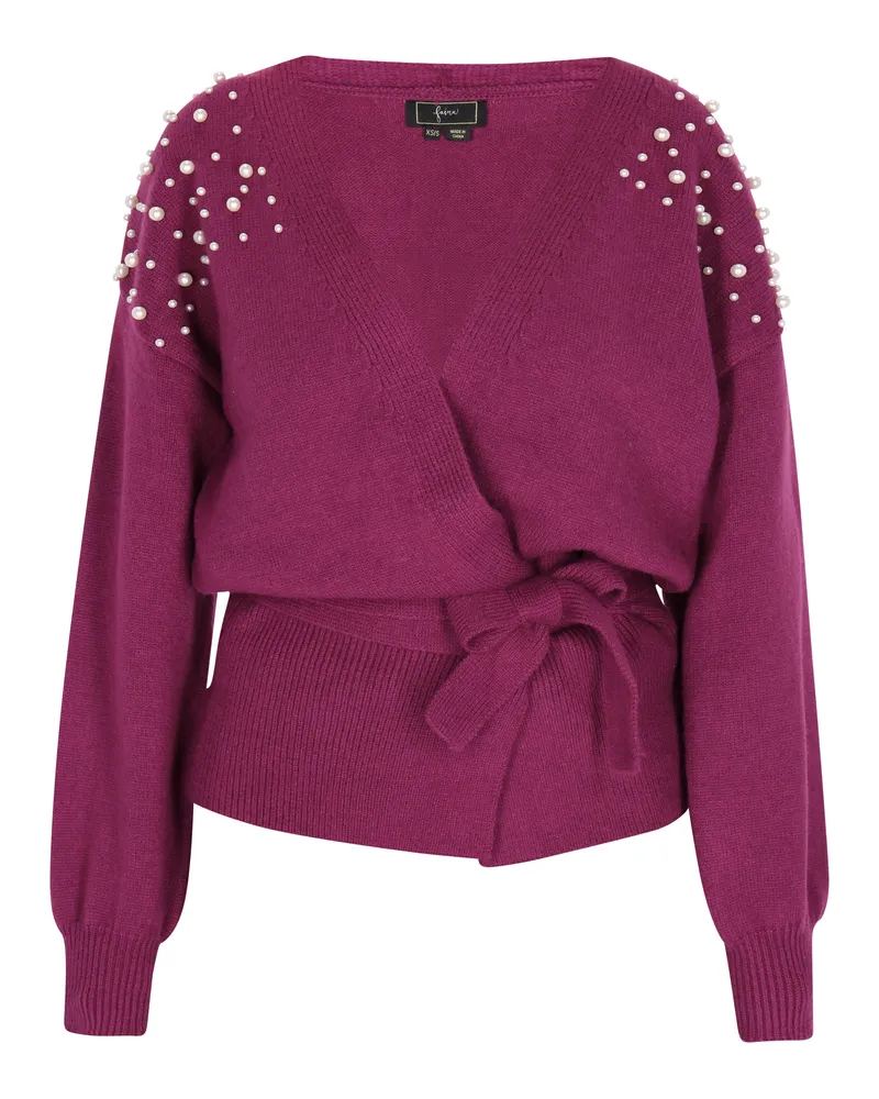 FAINA Strickjacke Damen Pflaume Lila