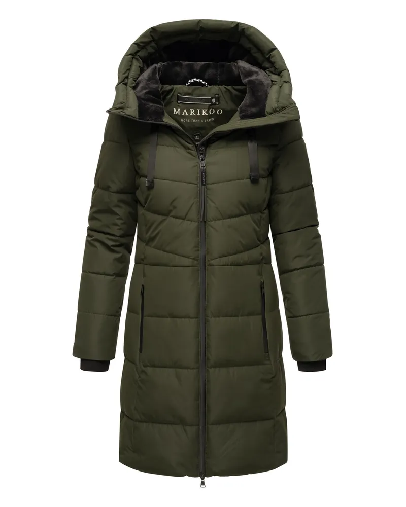 Marikoo Damen Winterjacke Natsukoo – warm, mit Teddyfell & Kapuze Grün