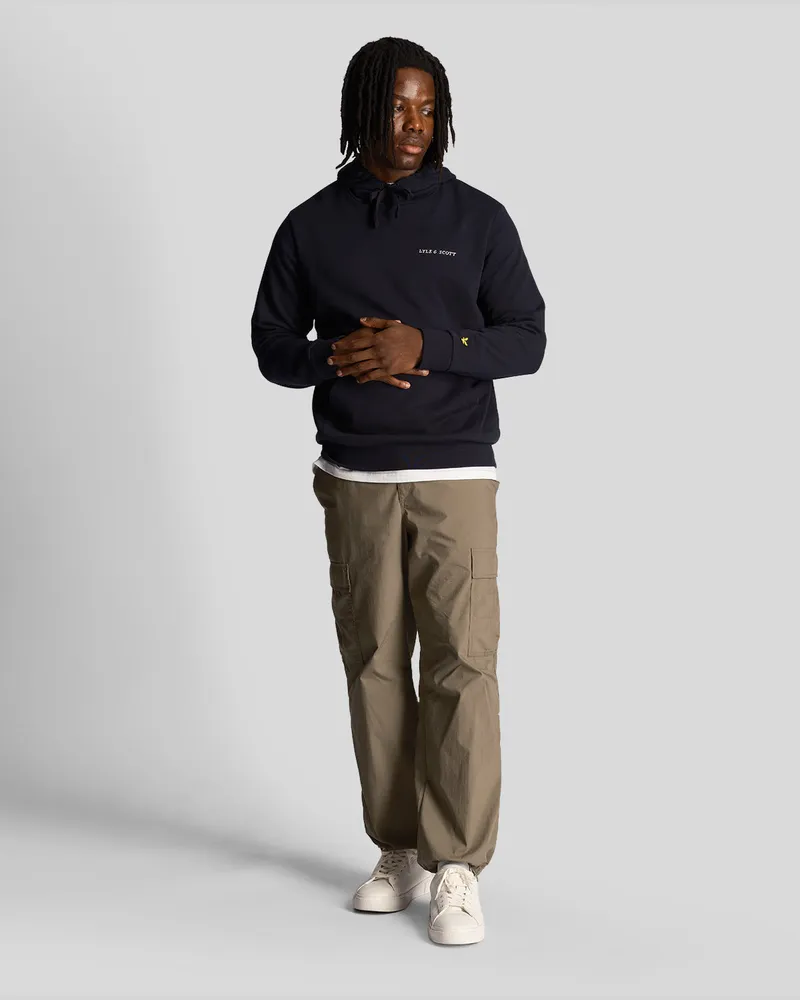 Lyle & Scott Herren-Hoodie mit Loopback-Stickerei in Marineblau Marineblau