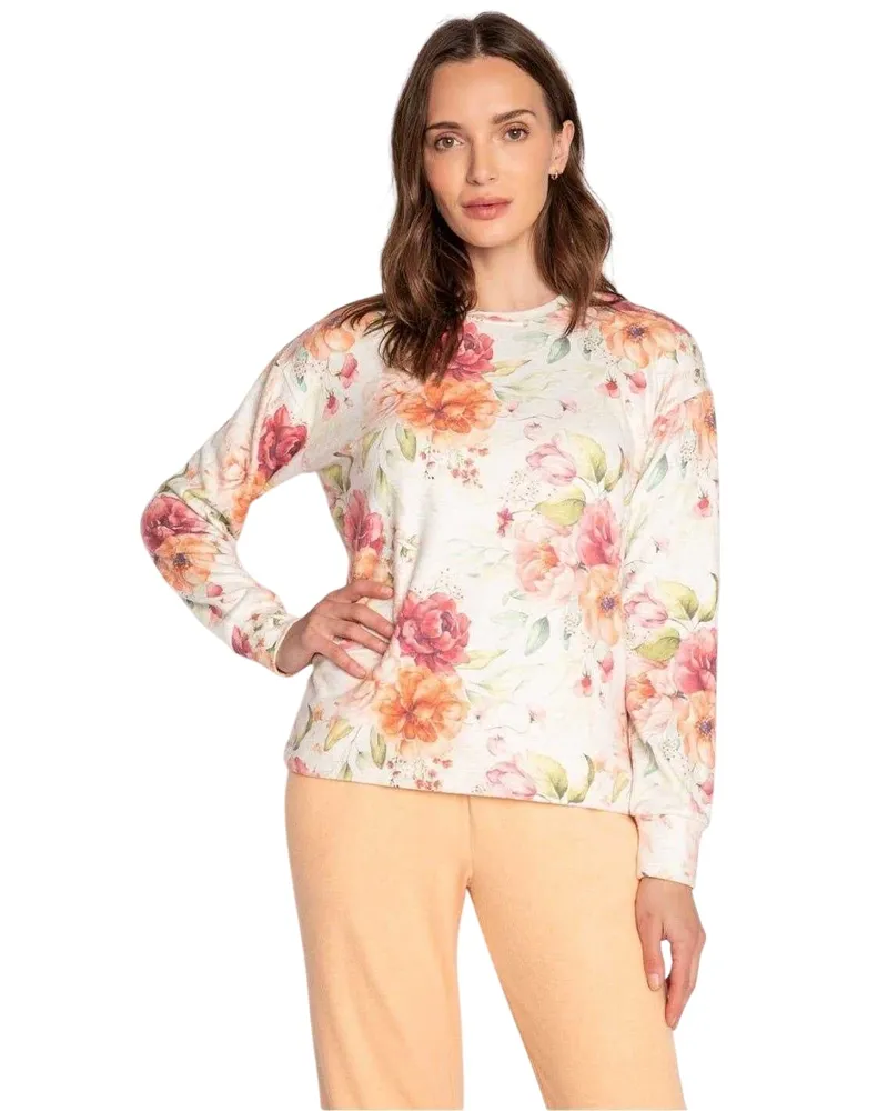P.J. Salvage Oberteil für Damen, Jersey, Langärmlig (Beige/Pink/Orange Beige