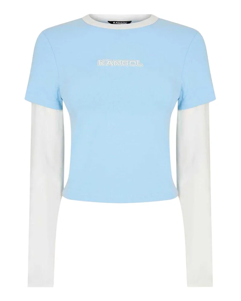 Kangol T-Shirt für Damen, kurz geschnitten, Schmal, Gestufte Ärmel (Blau Blau