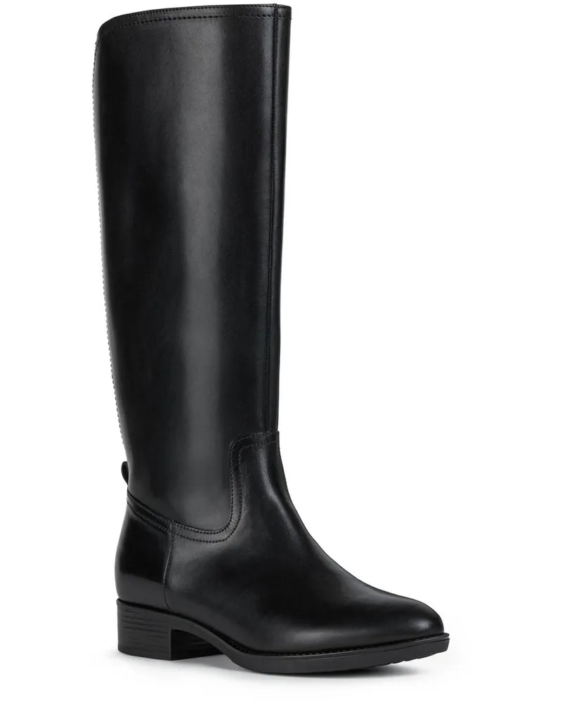Geox D Felicity Leder Damenstiefel Schwarz Schwarz