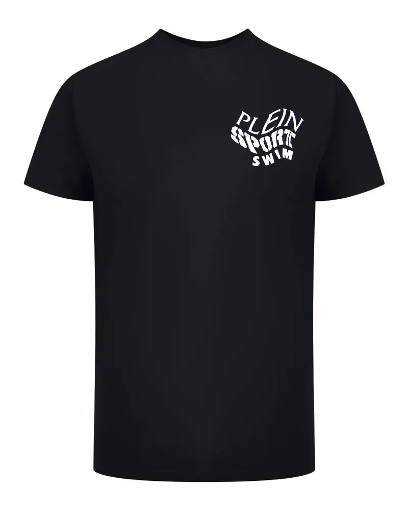 Philipp Plein Tiger Fluo Logo Stretch Schwarzes T-shirt Schwarz
