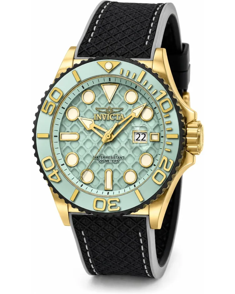 Invicta Grand Diver 51089 Herrenuhr - Quarzwerk - Edelstahl mit blauem Zifferblatt - 48 mm Gold