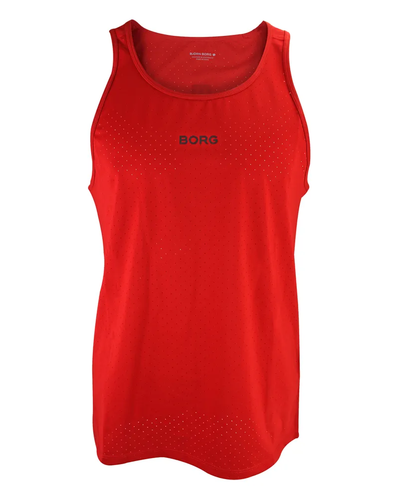 Björn Borg Atmungsaktives, leichtes, ärmelloses Lauf-Tanktop mit Perforation für Herren - Rot Rot
