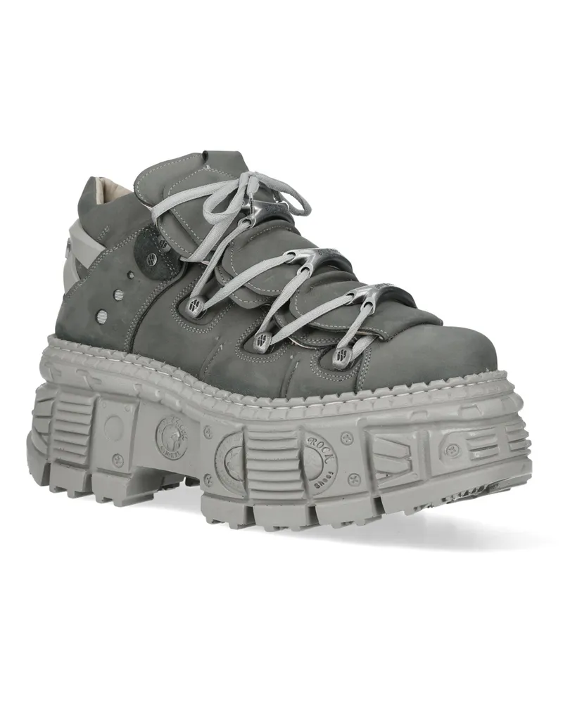 New Rock M-106WALL-C63 Urban Gothic Stiefeletten aus grauem Leder Grau