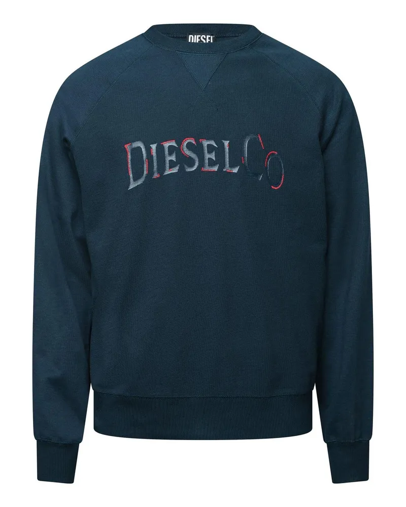 Diesel Sweatshirt für Herren, Waffelstrick, Raglanärmel (Totale Finsternis Schwarz