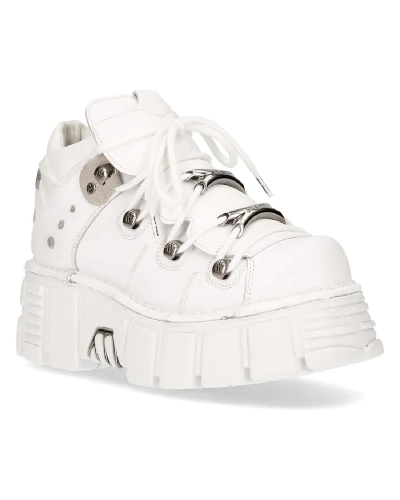 New Rock Gothic-Stiefeletten aus weißem Leder - 106N-S8 Weiß