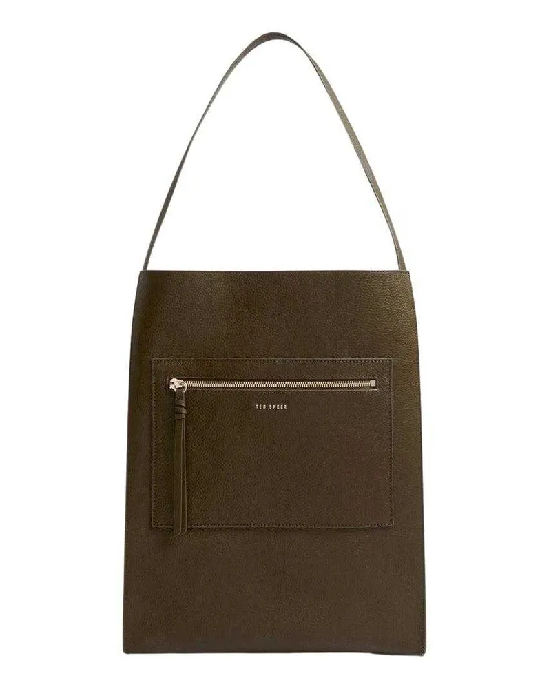 Ted Baker Schlabber Beutel, Unifarben, Leder (Khakigrün Khaki