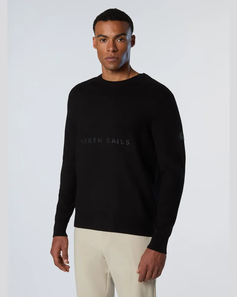 North Sails Pullover Viskosegewebe mit 3D-Schriftzug Schwarz