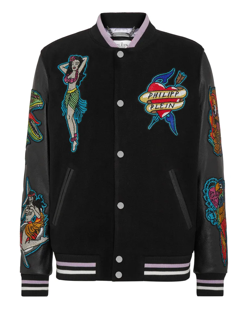 Philipp Plein Lederblouson "Hawaii" - Schwarz Schwarz