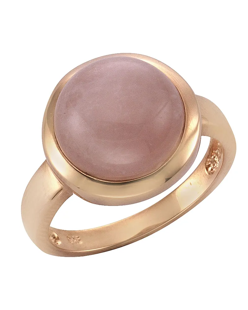 ZEEme Gemstones Ring aus 925er Sterlingsilber, rosévergoldet, mit echtem Rosenquarz, 12 mm - Rosa Rosa