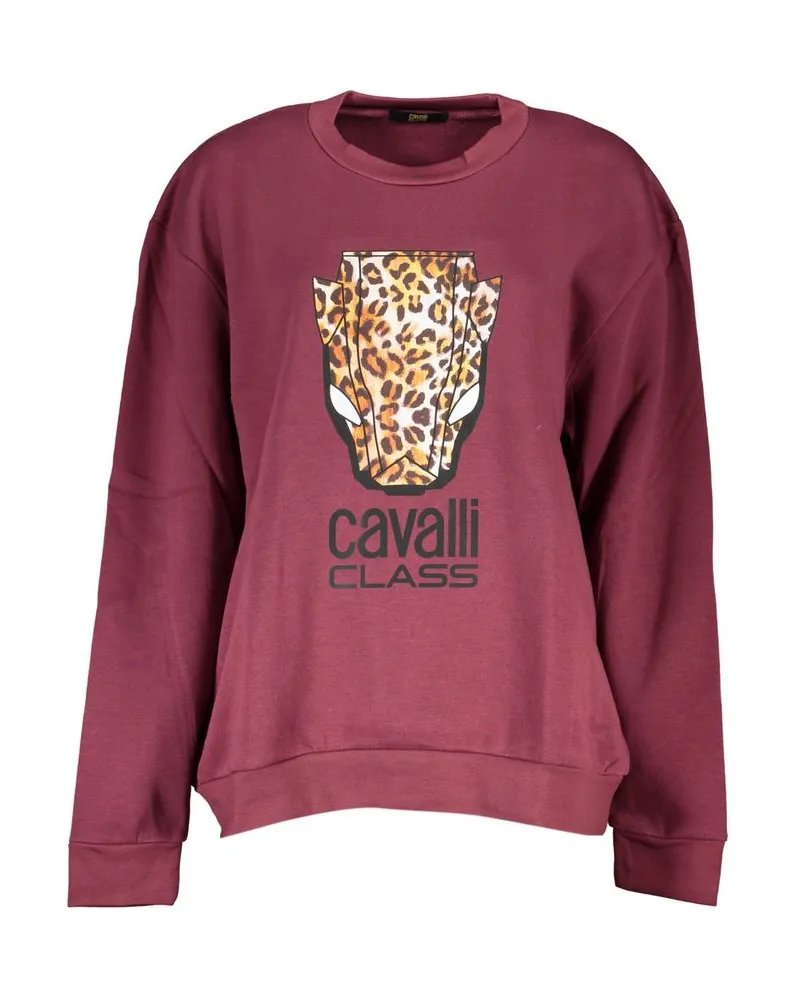Roberto Cavalli Leopardenmuster Rundhals Sweatshirt Dunkelrot