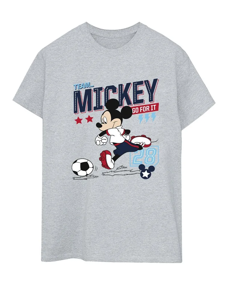 Disney Mickey Mouse Team Mickey Football" T-Shirt für Damen (Grau Hellgrau
