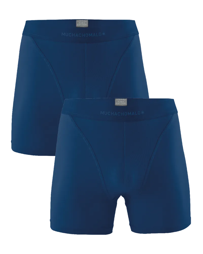 Muchachomalo Herren Pima Baumwolle Boxer Shorts - 2er Pack - Herren Unterwäsche Blau
