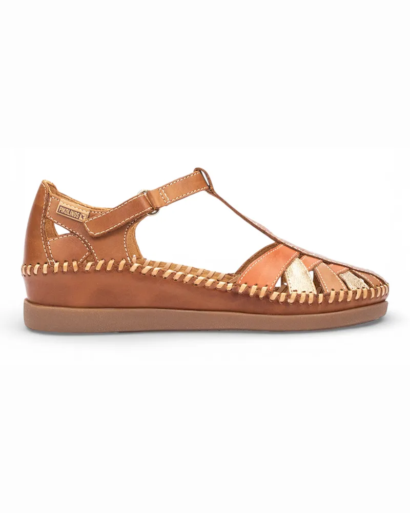 Pikolinos Damen-Keilsandalen aus braunem Leder - Cadaques Dunkelbraun